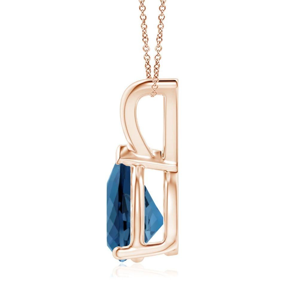 Modern ANGARA Natural Pear-Shaped 1.90ct London Blue Topaz Pendant in 14K Rose Gold For Sale