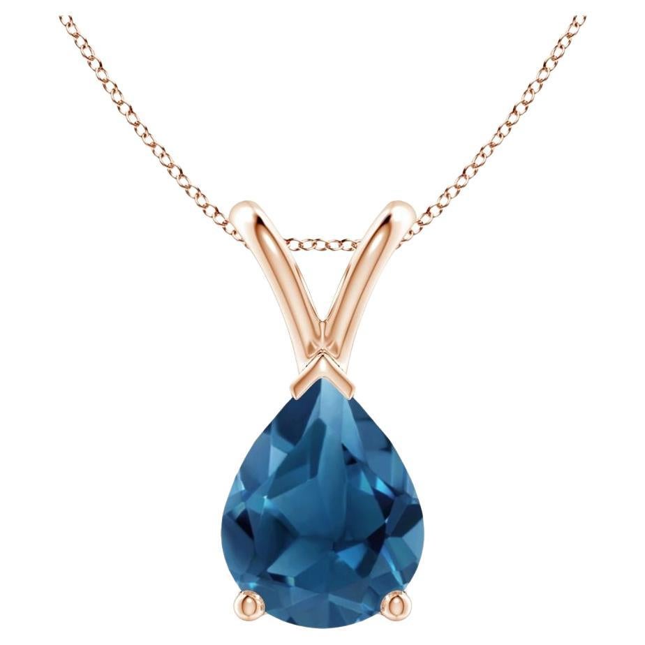 ANGARA Natural Pear-Shaped 1.90ct London Blue Topaz Pendant in 14K Rose Gold