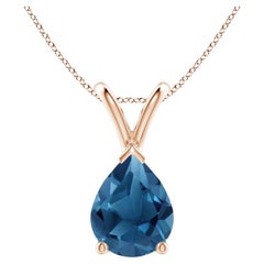 ANGARA Natural Pear-Shaped 1.90ct London Blue Topaz Pendant in 14K Rose Gold