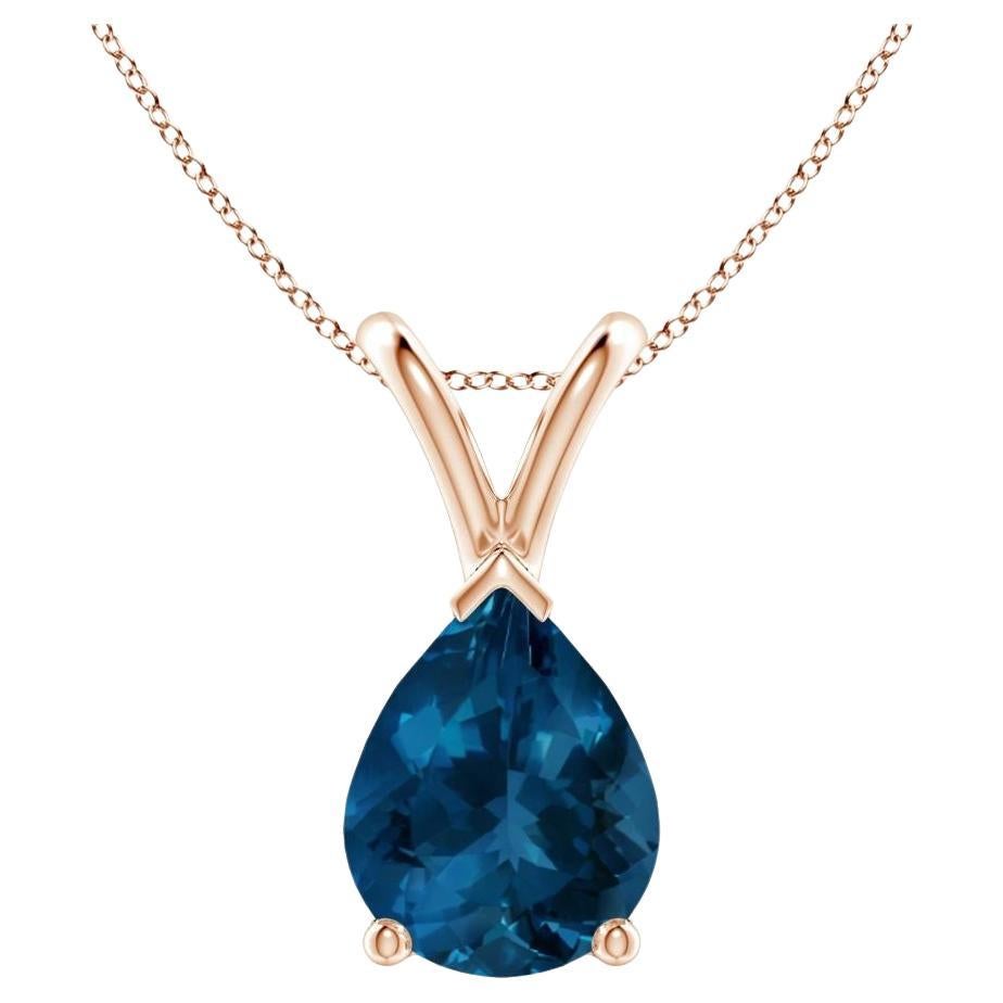 ANGARA Natural Pear-Shaped 1.90ct London Blue Topaz Pendant in 14K Rose Gold For Sale