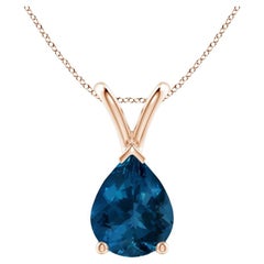 ANGARA Natural Pear-Shaped 1.90ct London Blue Topaz Pendant in 14K Rose Gold