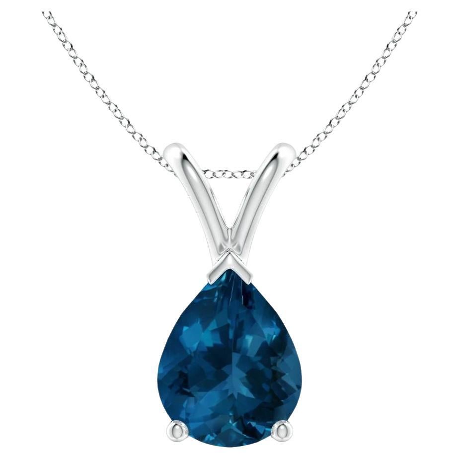 ANGARA Natural Pear-Shaped 1.90ct London Blue Topaz Pendant in 14K White Gold