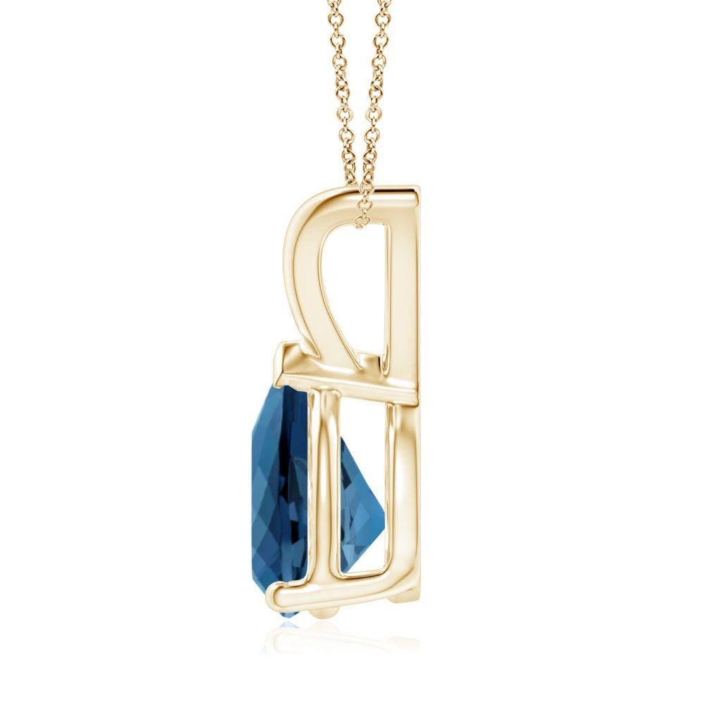 Pear Cut ANGARA Natural Pear-Shaped 1.90ct London Blue Topaz Pendant in 14K Yellow Gold For Sale