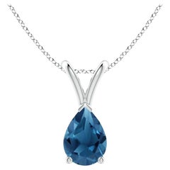 ANGARA Pendentif en platine avec topaze bleue de Londres en forme de poire naturelle de 0.80 carat