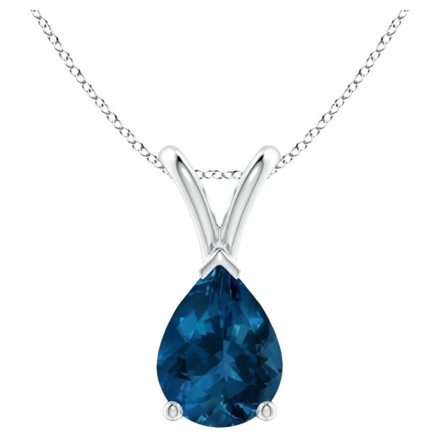 ANGARA Natural Pear-Shaped 1.25ct London Blue Topaz Pendant in Platinum For Sale