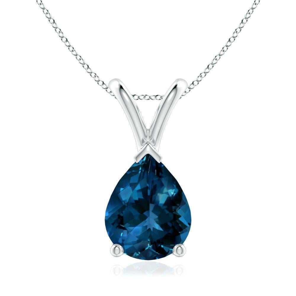 ANGARA Natural Pear-Shaped 1.90ct London Blue Topaz Pendant in Platinum For Sale