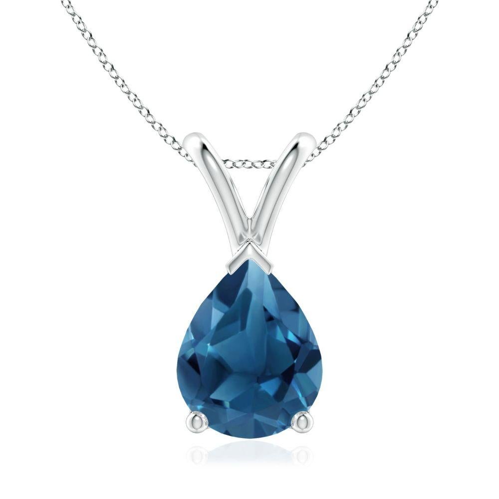 ANGARA Natural Pear-Shaped 1.90ct London Blue Topaz Pendant in Platinum