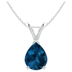 ANGARA Natural Pear-Shaped 1.90ct London Blue Topaz Pendant in Platinum