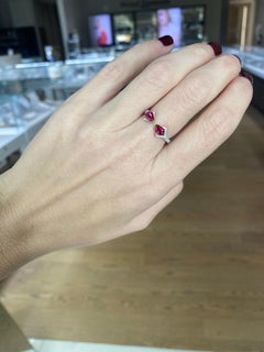 Natural Pear Shaped Rubies & Diamonds Open Style Ring