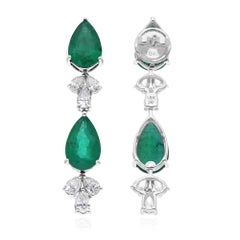 Orecchini di smeraldo naturale a pera dello Zambia SI/H Diamond Gioielli in oro bianco 18 carati