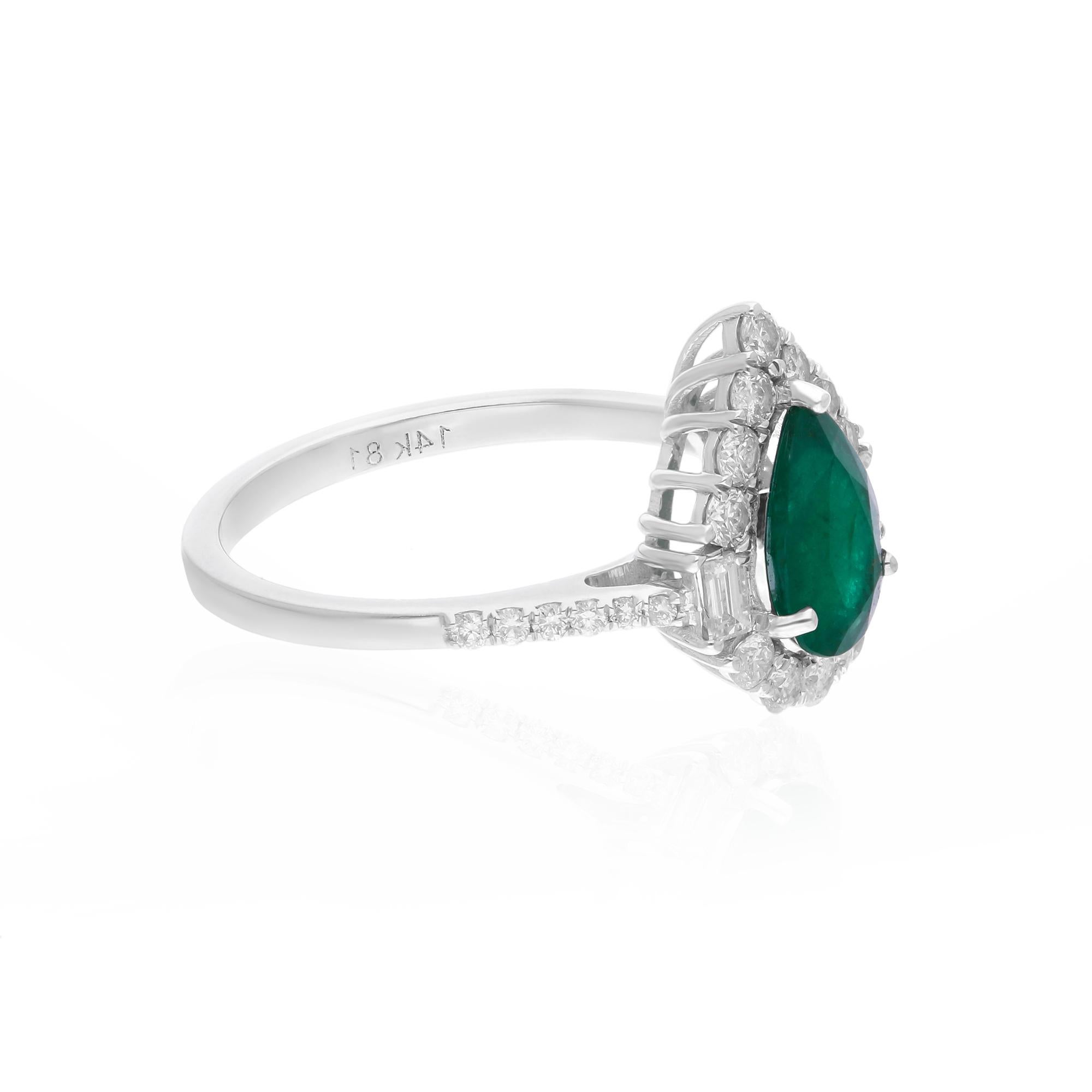 Cast from 14-karat gold, these exquisite ring is handset with 0.96 carats Zambian emerald and 0.59 carats of sparkling diamonds.

The ring is a size 7 US and may be resized to larger or smaller upon request. FOLLOW SPECTRUM JEWELS storefront to view