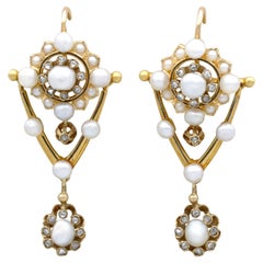 Pendants d'oreilles en or jaune 9 carats, diamants de 0,66 carat et émail