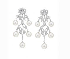 Natural Pearl 49.47CTS & Diamond 1.35CTS Earring in 14k Gold