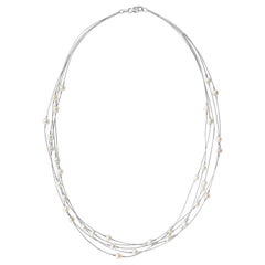 Natural Pearl and 14 Karat White Gold Vintage Necklace