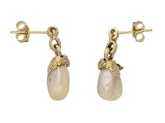 Natural pearl and diamond earrings, circa 1880.