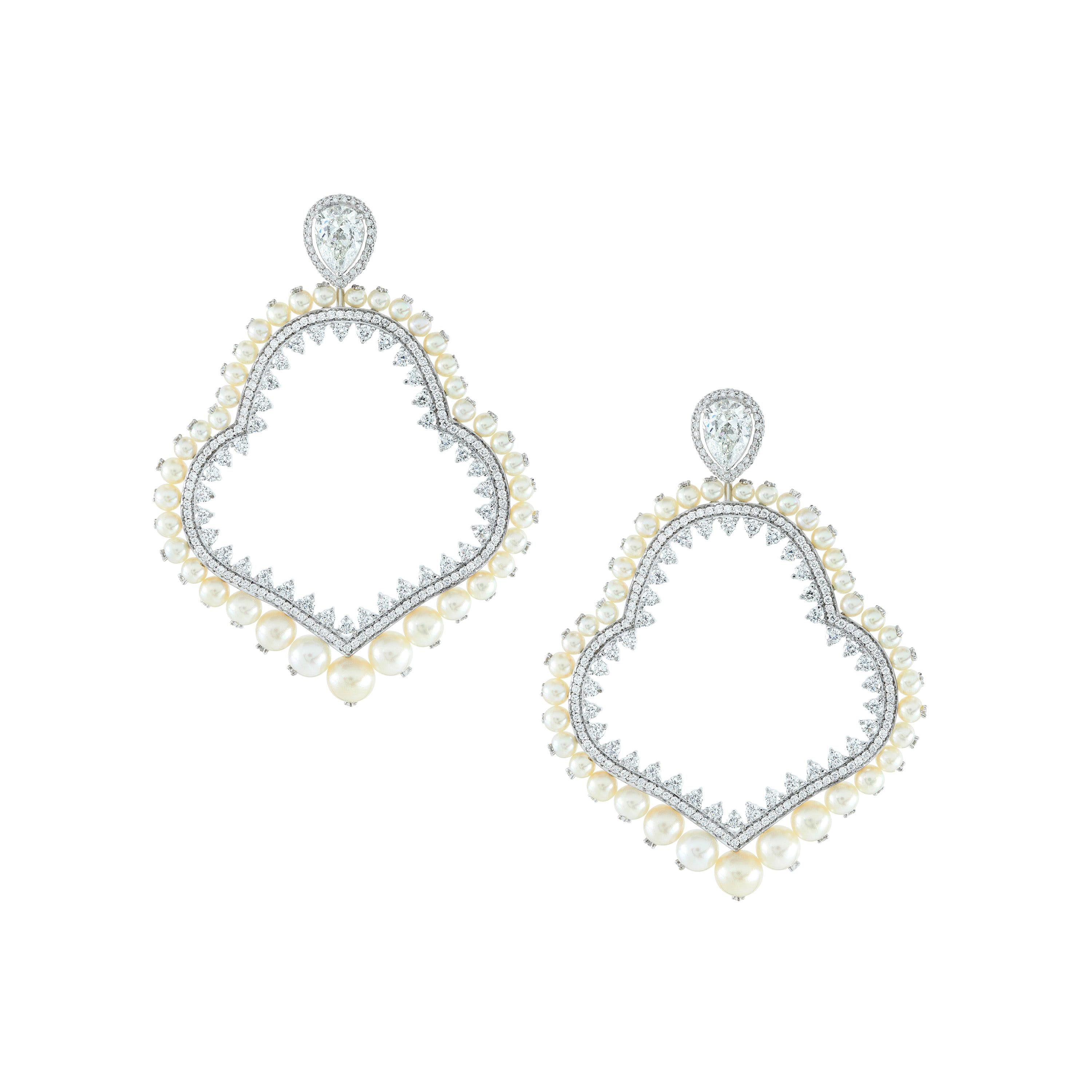 Natural Pearl and Diamond Earrings