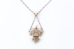 Natural Pearl and Diamond Platinum Necklace