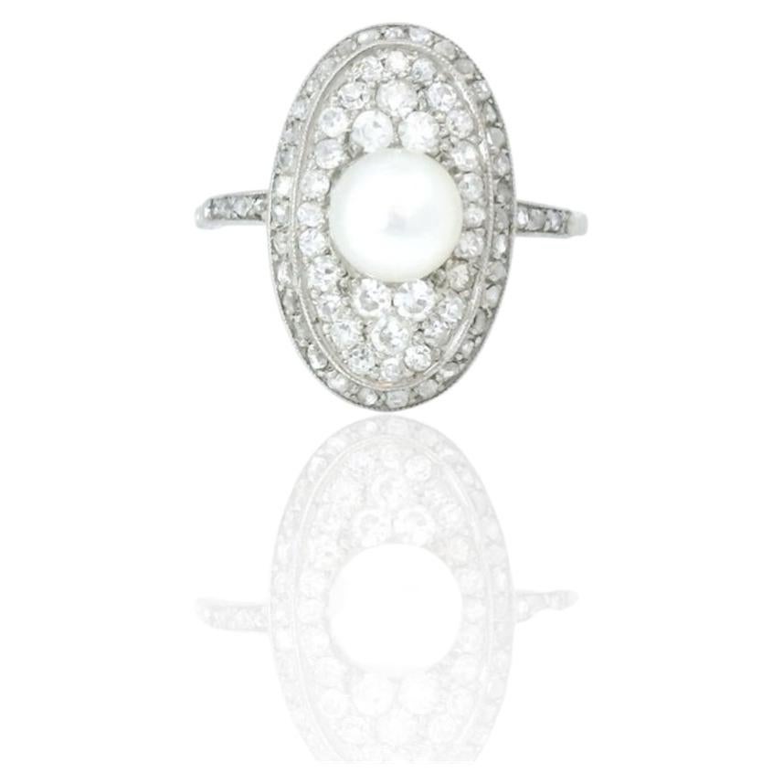 Natural pearl and diamond ring circa 1900