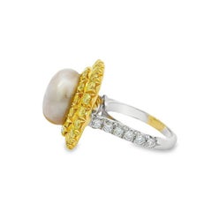 Natural Pearl and Diamond Ring