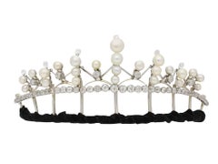 Natural Pearl and Diamond Tiara/Necklace/Bracelet, circa 1920