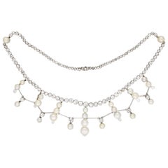 Natural Pearl and Diamond Tiara/Necklace/Bracelet, circa 1920