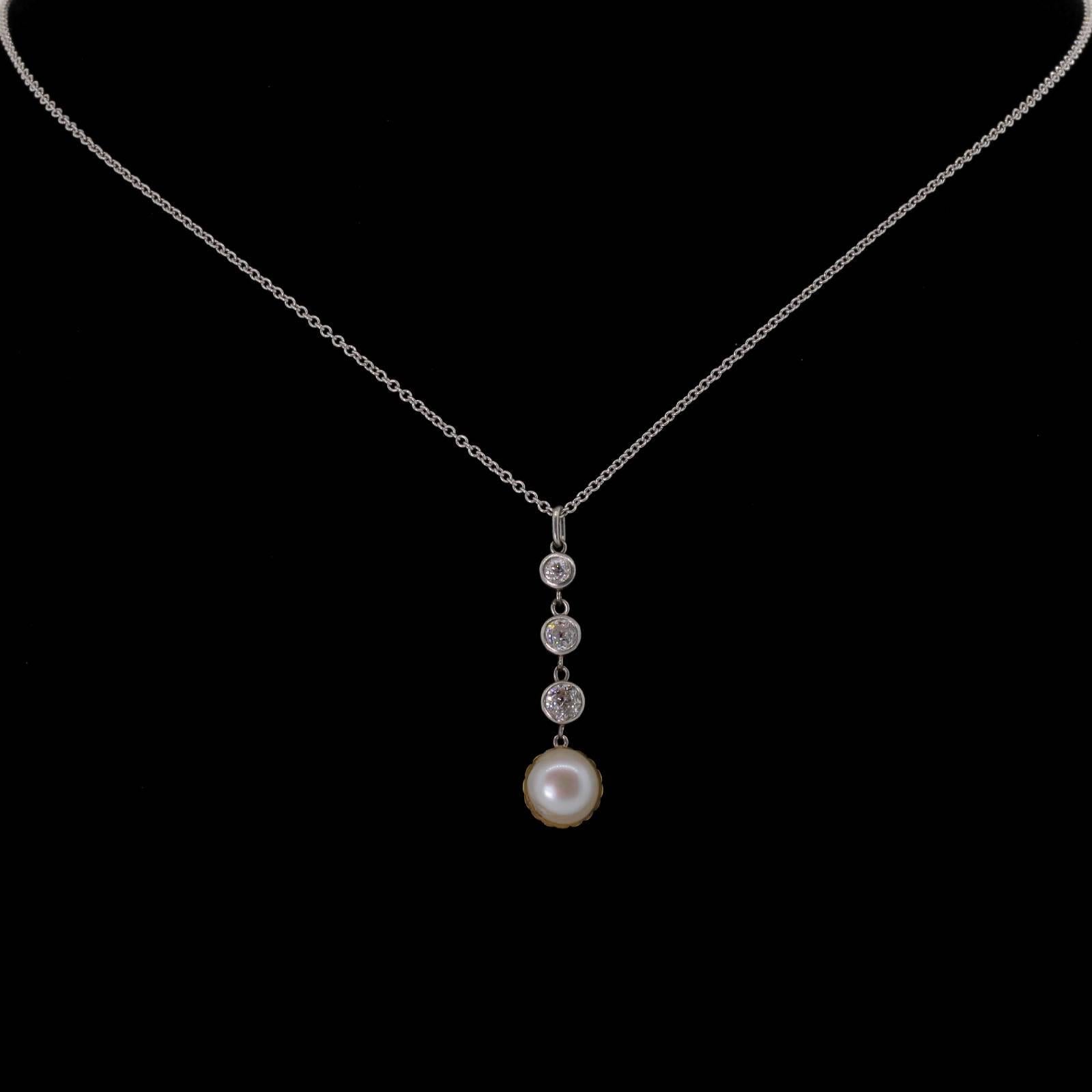 Art Deco Natural Pearl Diamond Antique Pendant