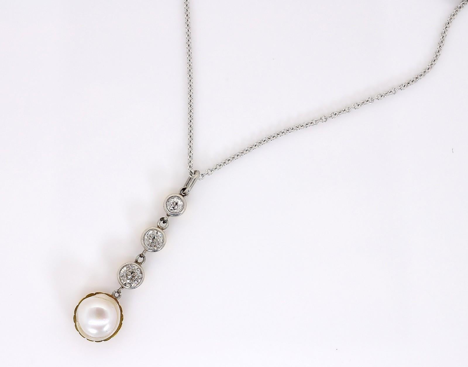 Natural Pearl Diamond Antique Pendant In Good Condition In Beverly Hills, CA