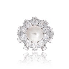 Anello Cocktail di Perle Naturali e Diamanti 147 Oro Bianco Karat Gioielli fatti a mano