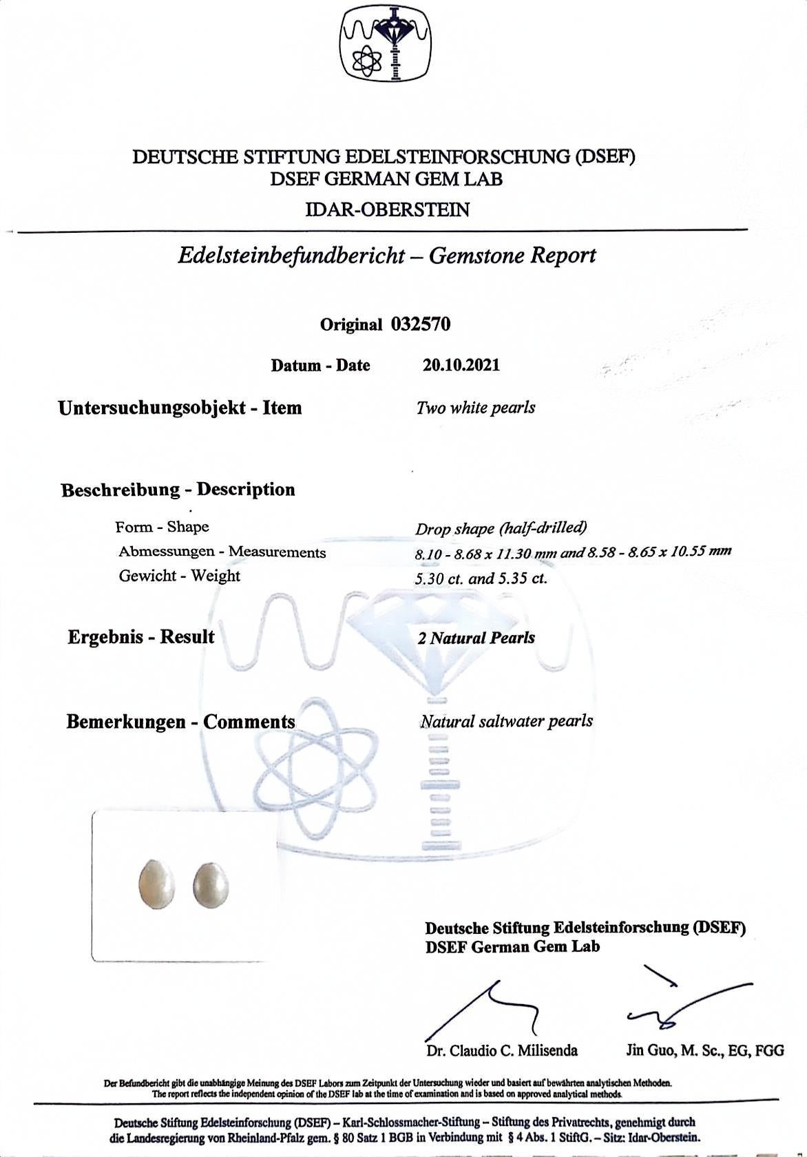 Natural Pearl Diamond Earrings, DSEF In Good Condition For Sale In New York, NY