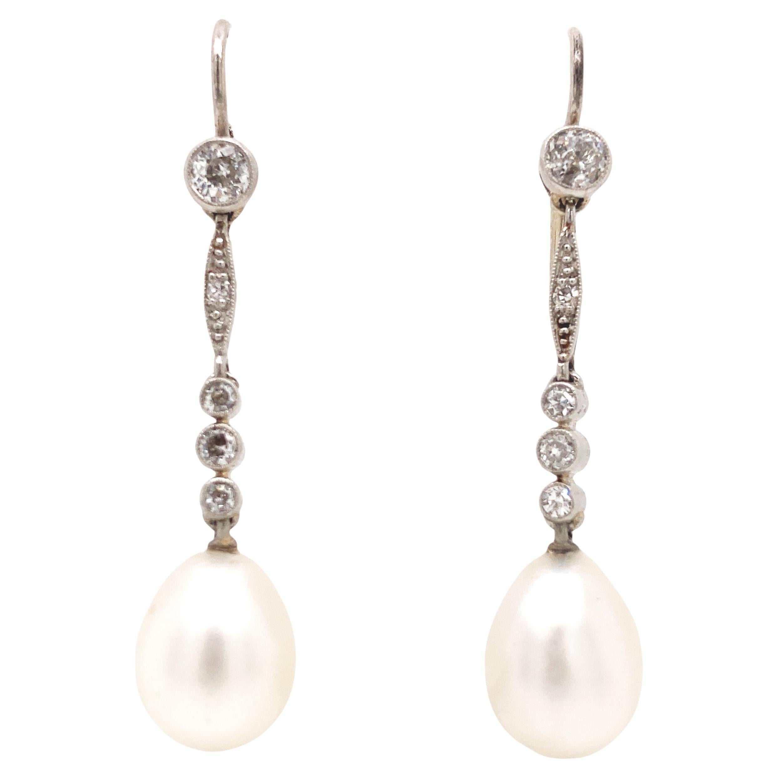 Natural Pearl Diamond Earrings, DSEF