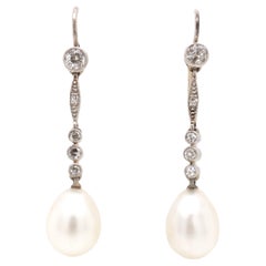 Natural Pearl Diamond Earrings, DSEF