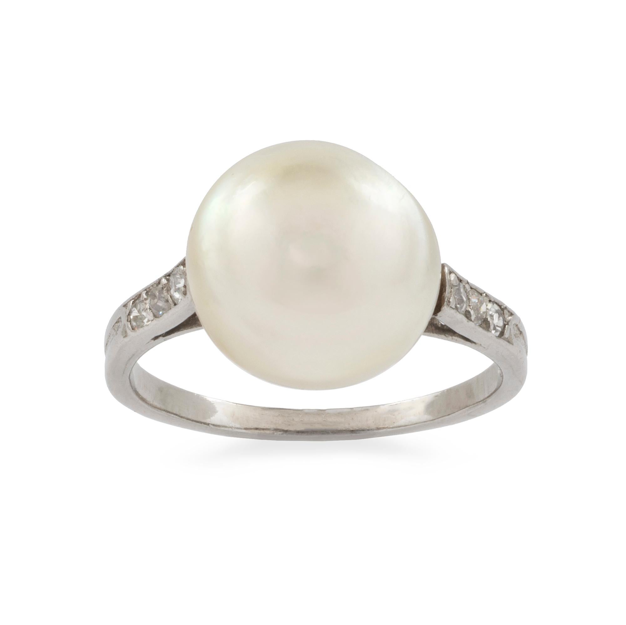 Art Deco Natural Pearl Diamond Ring For Sale
