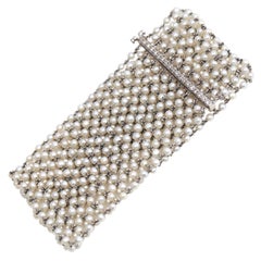 Bracciale di perle naturali e diamanti in platino Belle Époque, 1910