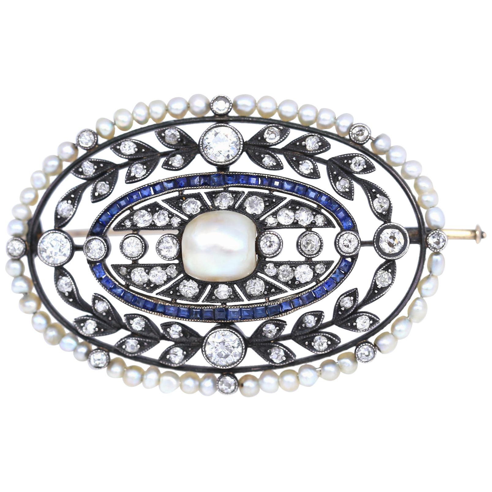 Art Nouveau Diamond, Platinum and Gold Broch For Sale at 1stDibs