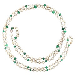 Natural Pearl Emerald Necklace