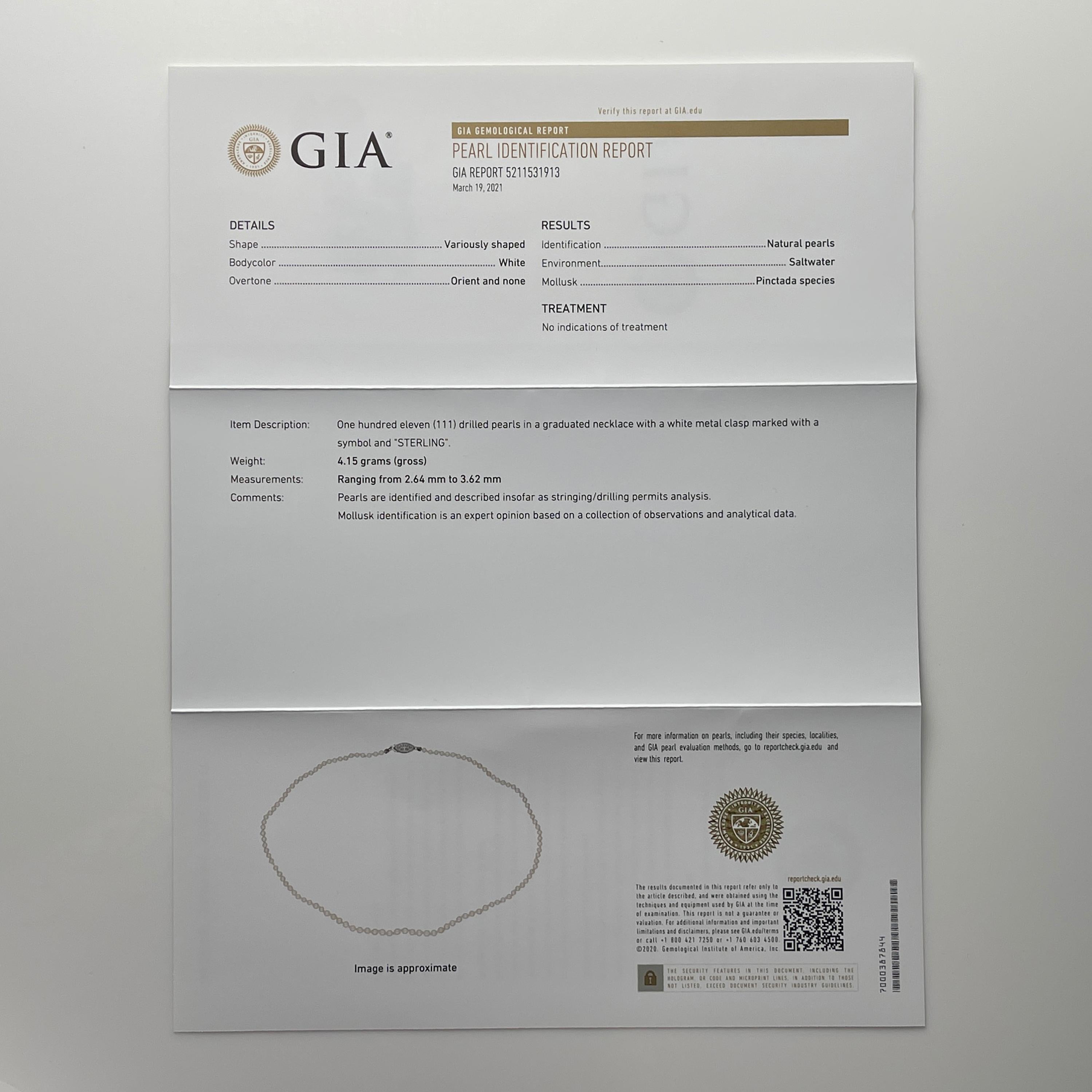 Natürliche Perlenkette GIA zertifiziert Art Deco im Angebot 1