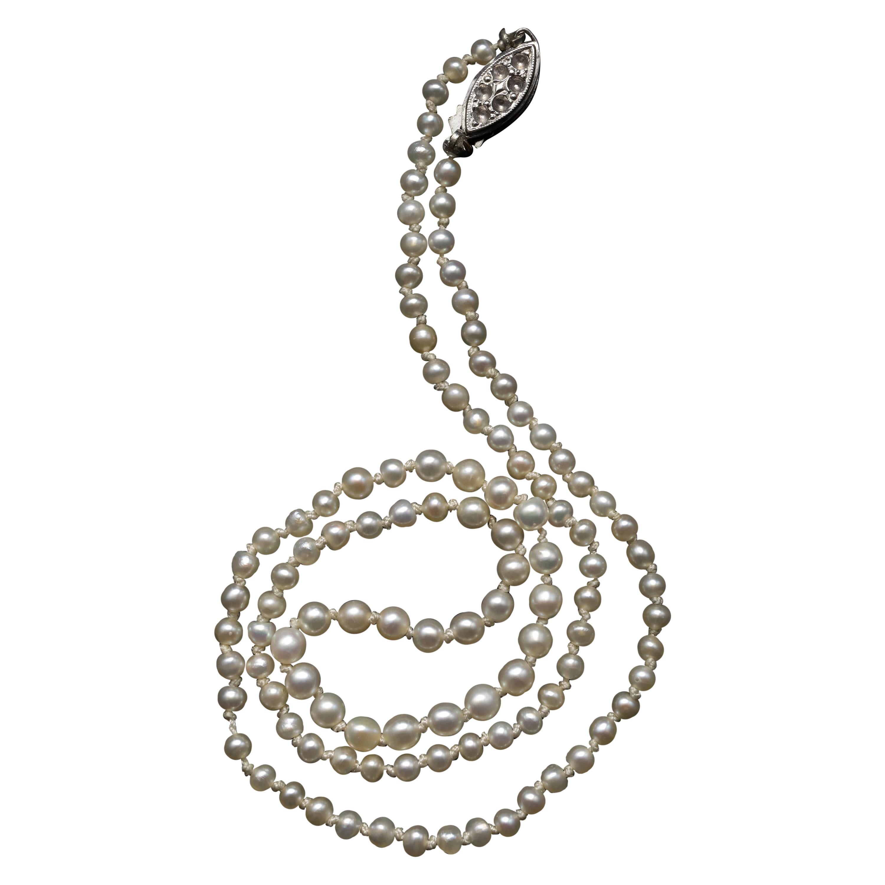 Natürliche Perlenkette GIA zertifiziert Art Deco im Angebot