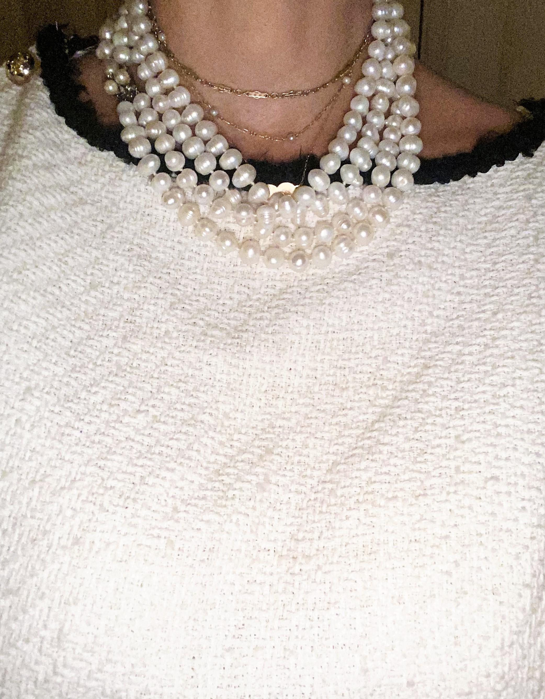 Natural Pearl Necklace with Vintage Pearl Gold and Diamond Clasp 8