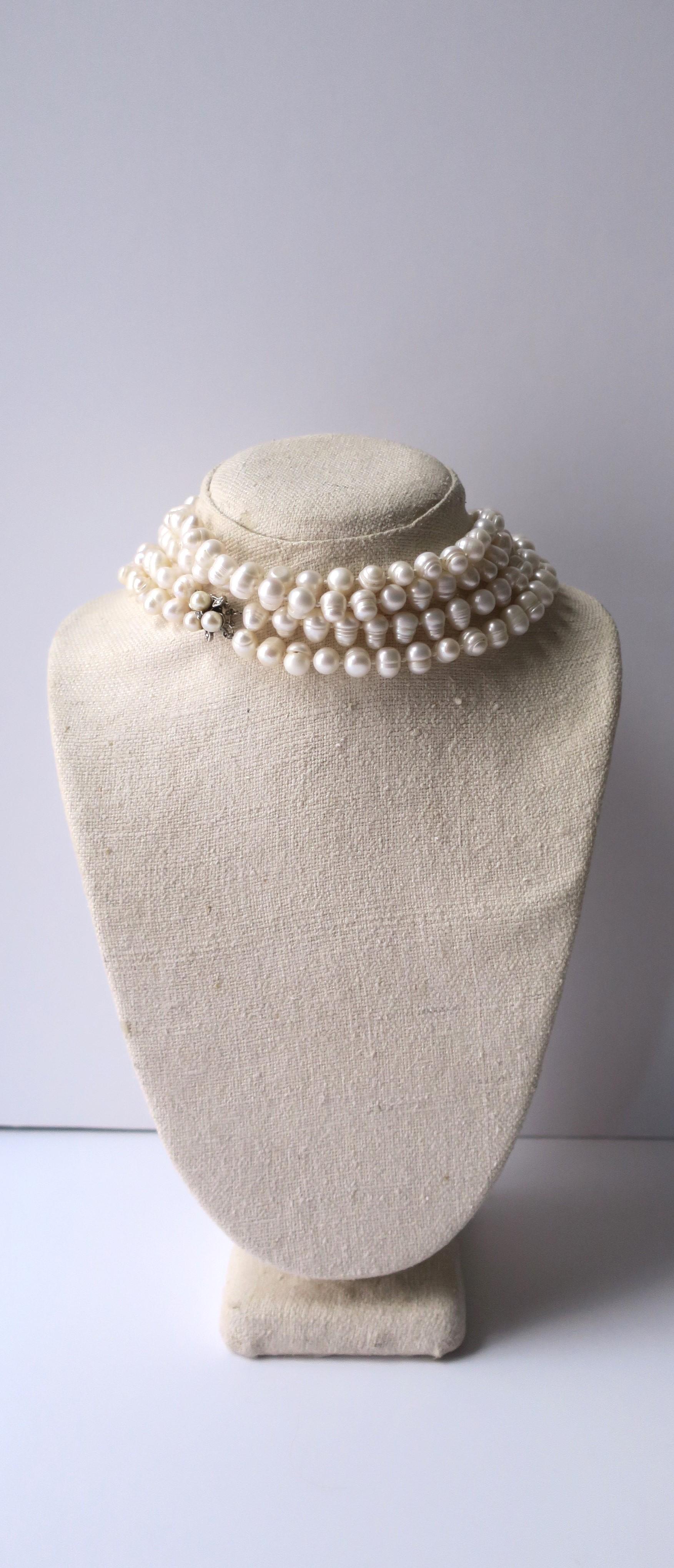 Natural Pearl Necklace with Vintage Pearl Gold and Diamond Clasp 5
