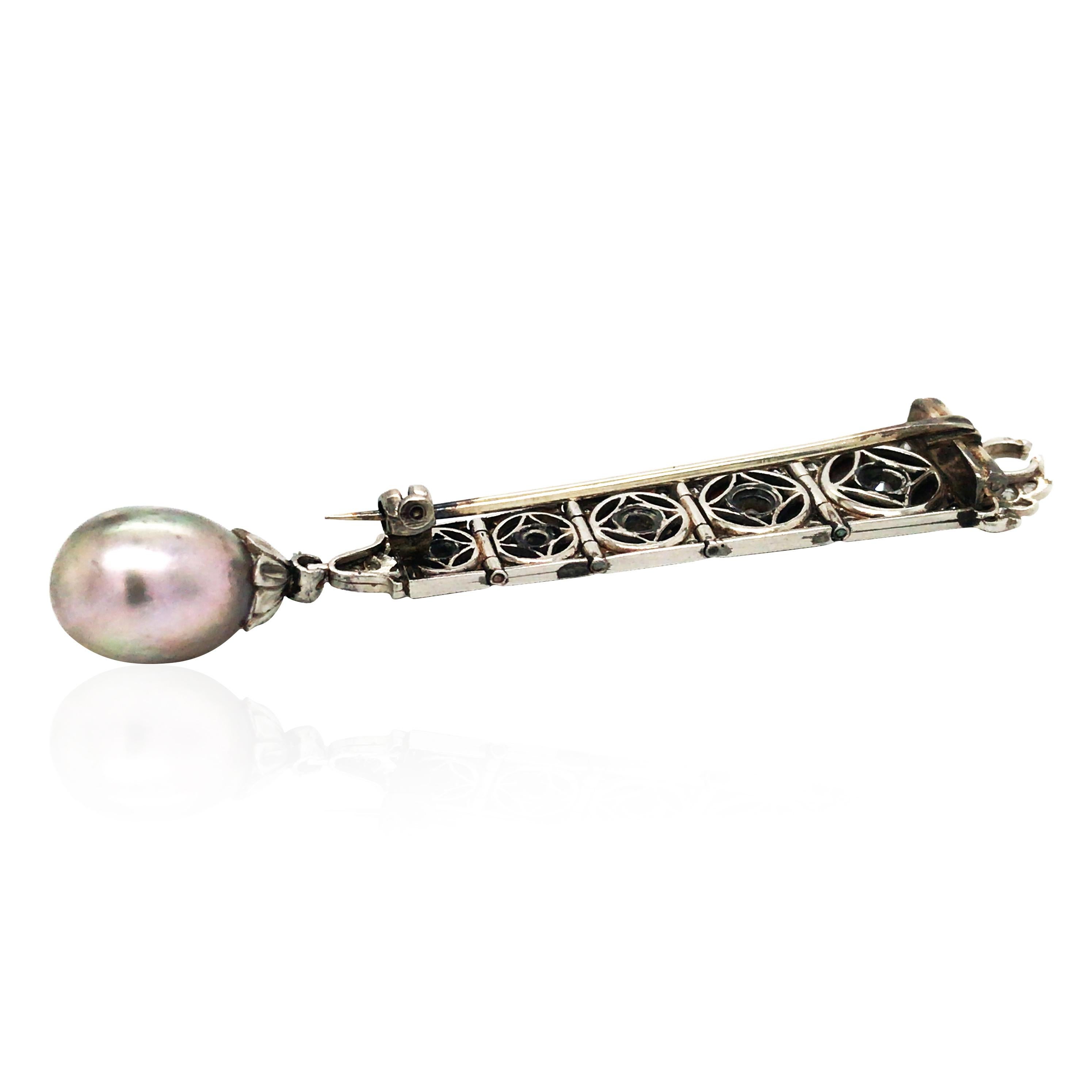 Onix Perla Natural  Broche de diamantes, GIA Corte redondo en venta