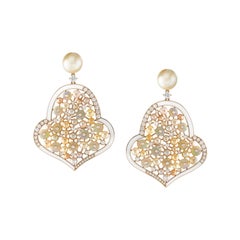 Natural Pearl, Opal and Diamond Earrings