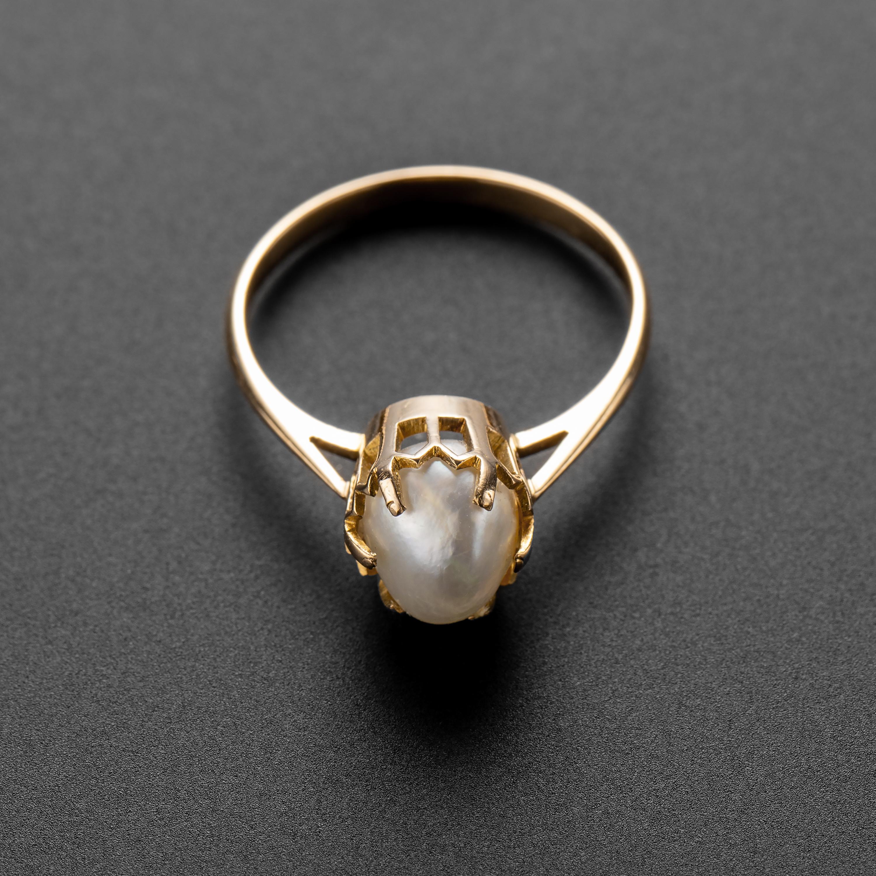 Late Victorian Natural Pearl Ring GIA Certified Victorian Solitaire Engagement