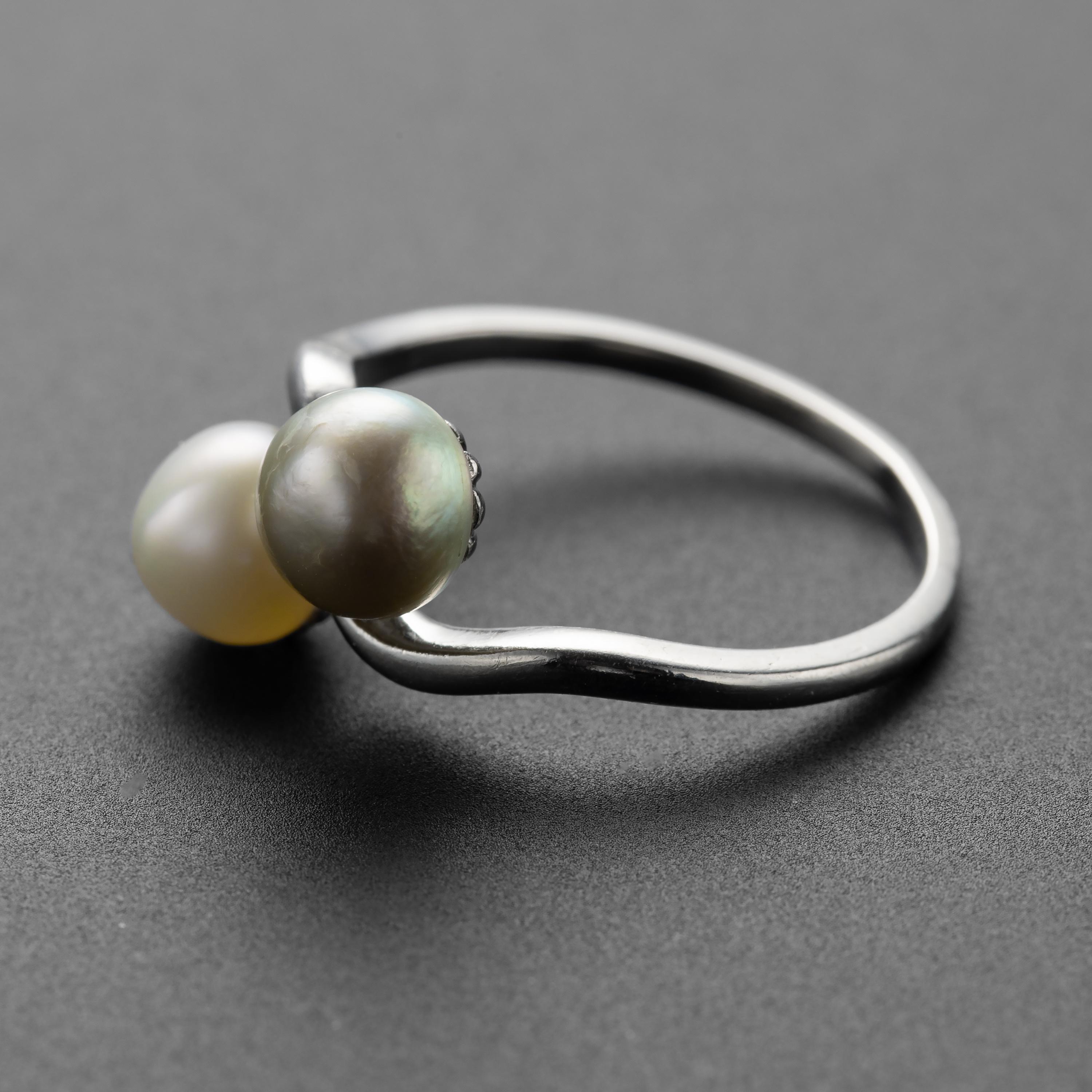 Natural Pearl Ring in Platinum GIA Certified Art Deco In Excellent Condition In Southbury, CT