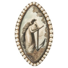 Antique Natural Pearl Rose Gold Sea Captains Wife Brooch