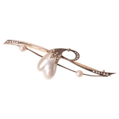 Natural Pearl Snowdrop Brooch 19th Century