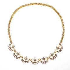Natural Pearl Victorian Gold Necklace