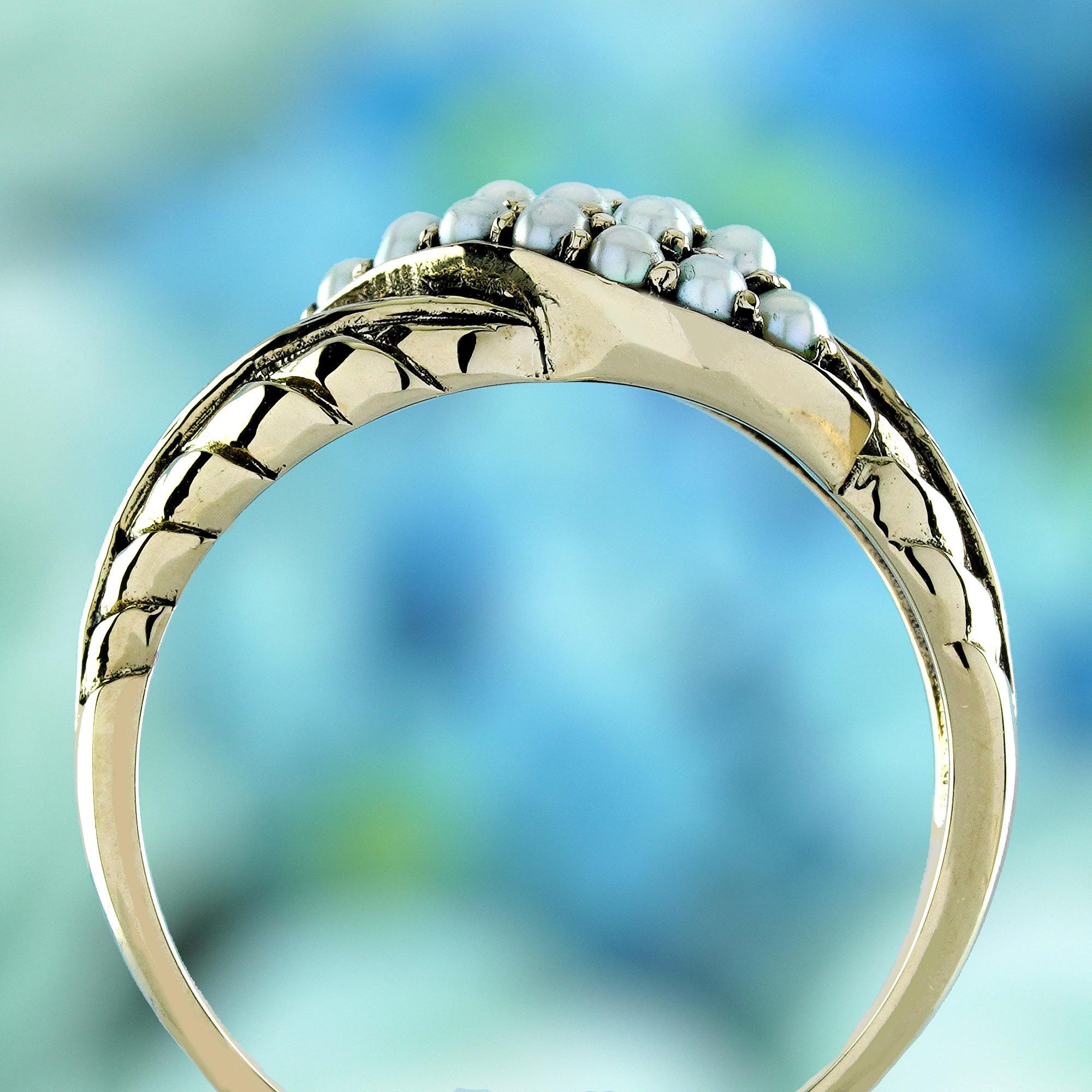 Bague grappe de style vintage en or jaune 9 carats massif Neuf - En vente à Bangkok, TH