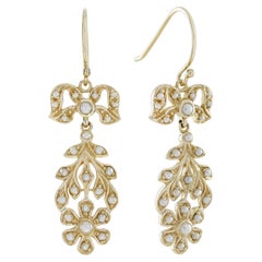 Orecchini con perle naturali in stile floreale vintage in oro massiccio 9K