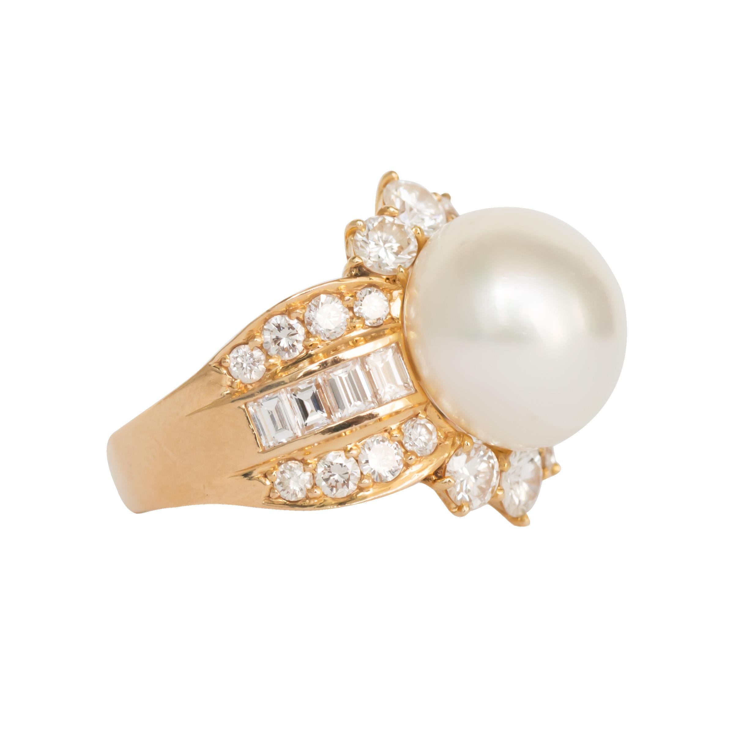 Natural Pearl Yellow Gold Cocktail Ring In Good Condition In Atlanta, GA