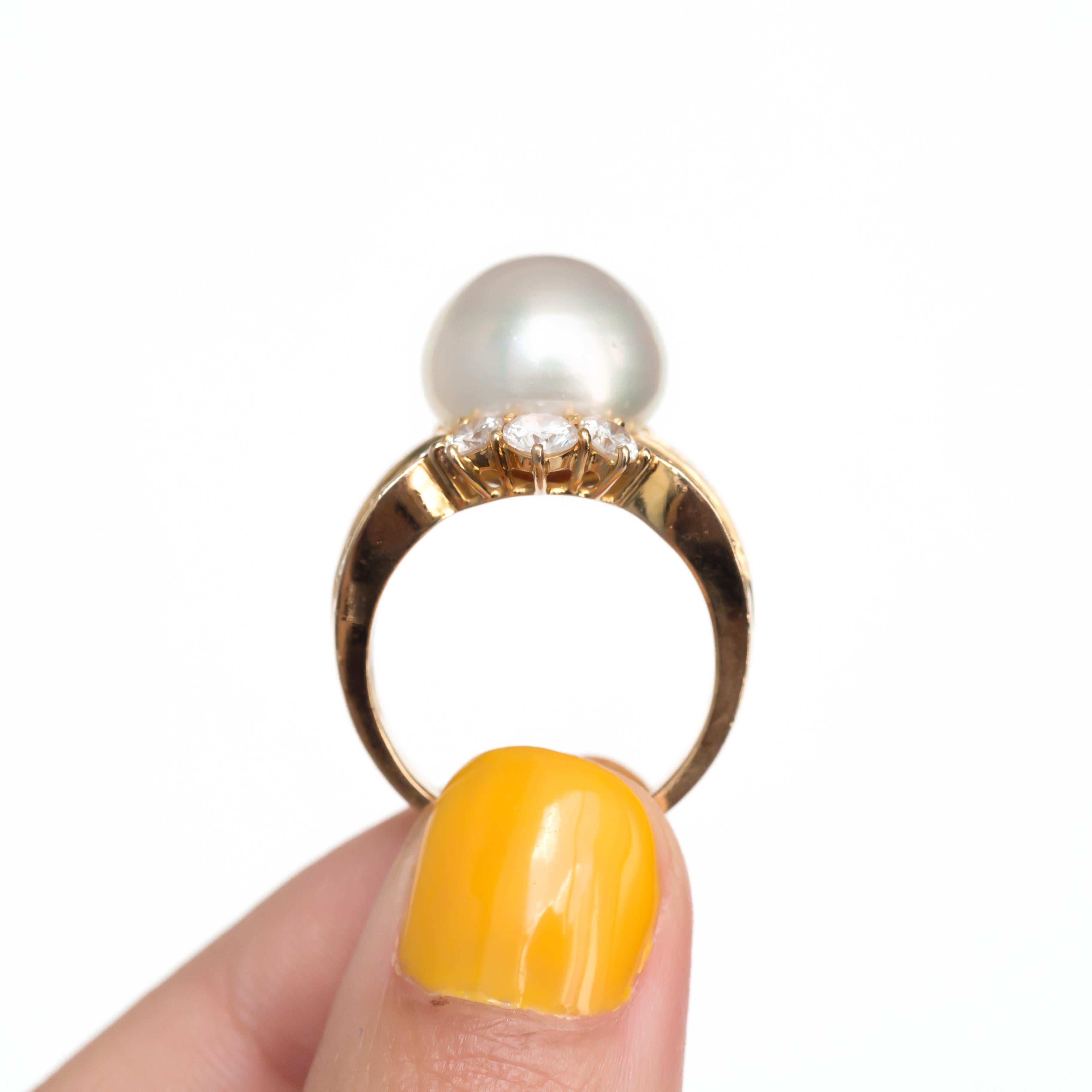 Natural Pearl Yellow Gold Cocktail Ring 1